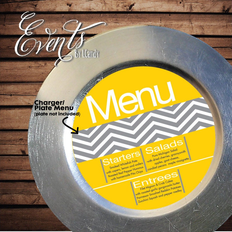 Chevron Plate / Charger Menu gold & grey