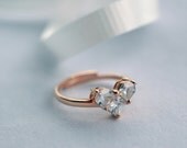 Rose gold crystal rhinestone heart gold ring adjustable bridal bridesmaid engagement wedding chic love jewelry gift for her, ODS0127-57