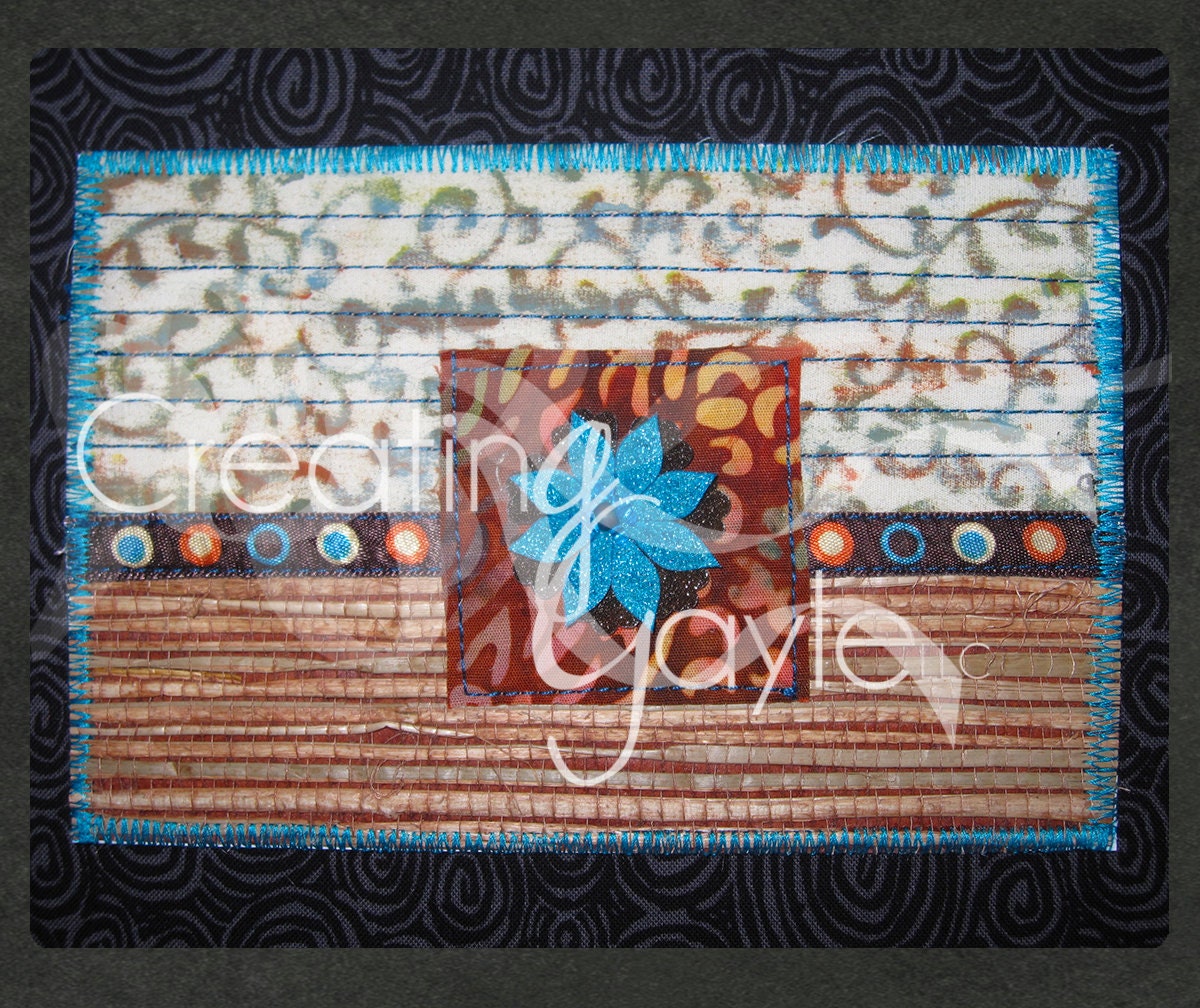 Fiber Art Postcard - Flower My World