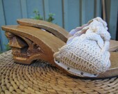 Vintage Wooden Carved Heel Shoes Open Toe Wooden Heel Made in Phillipines Size 8 Shoe