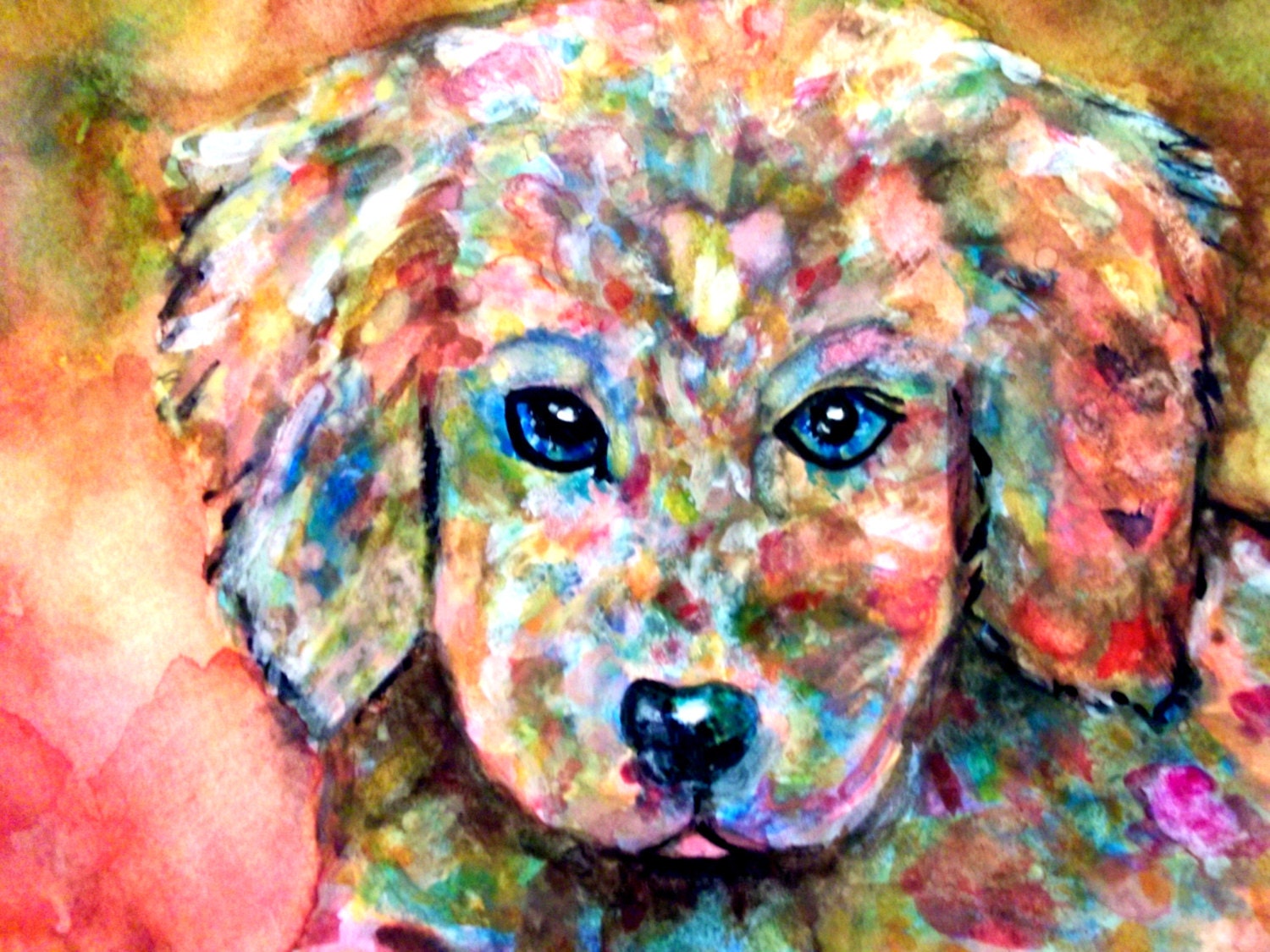 Watercolor original puppy painting