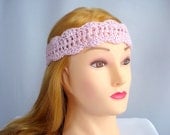 Pink crochet tie headband hairband Cotton lace head band Spring summer fashion Bohemian Hippie hair band Eco friendly Women Girl Teen gift