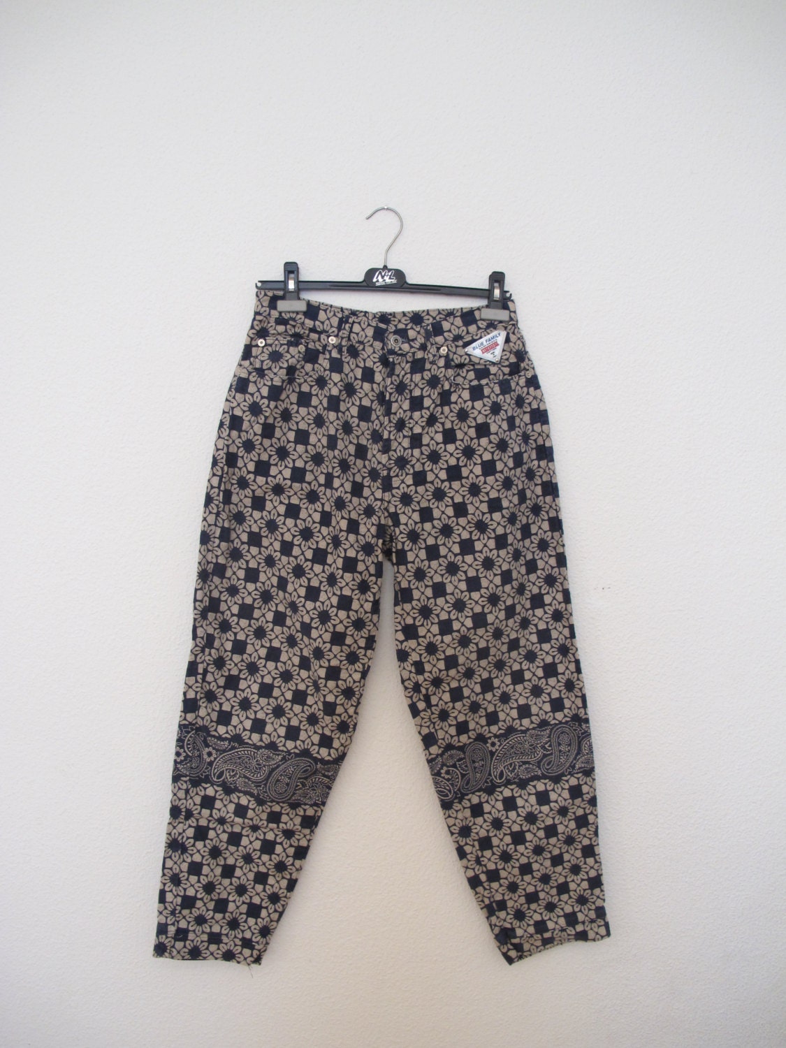 Floral Paisley Jeans High Waist 80s