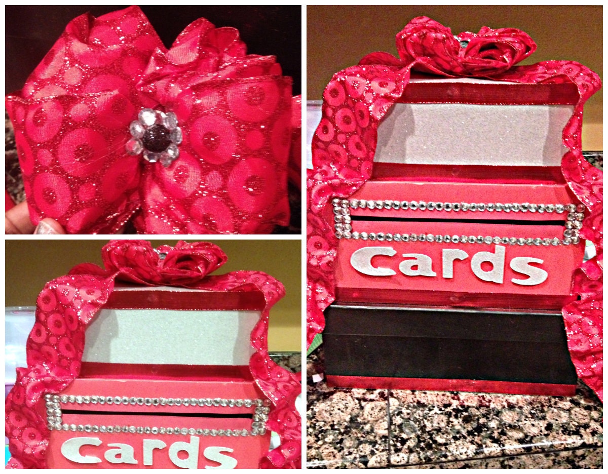 Customized - 3 tier Wedding Card Box / money holder with bow