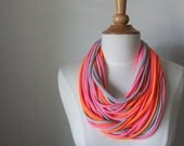 Multicolor,Upcycle Infinity Scarf, T-shirt Long  Necklace, Womens Teens Necklace,Spring Scarf