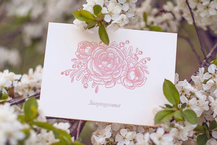 Letterpress Wedding Invitation - Wedding Flowers