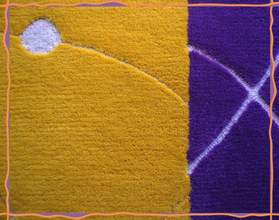 5' "LAMPSHADE YELLOW" Modern abstract art rug, paint art rug, rug runner, wild color rug, modern art textile, original painting rug