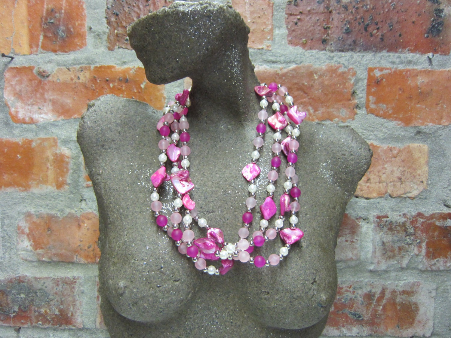 African Beaded Necklace,Recycled Glass Beads, Resin Beads, Ethnic, Shell Beads, Metallized beads