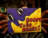 Angry Graffiti, Handmade, Mixed media on 5.2" x 7.2", high quality Plywood