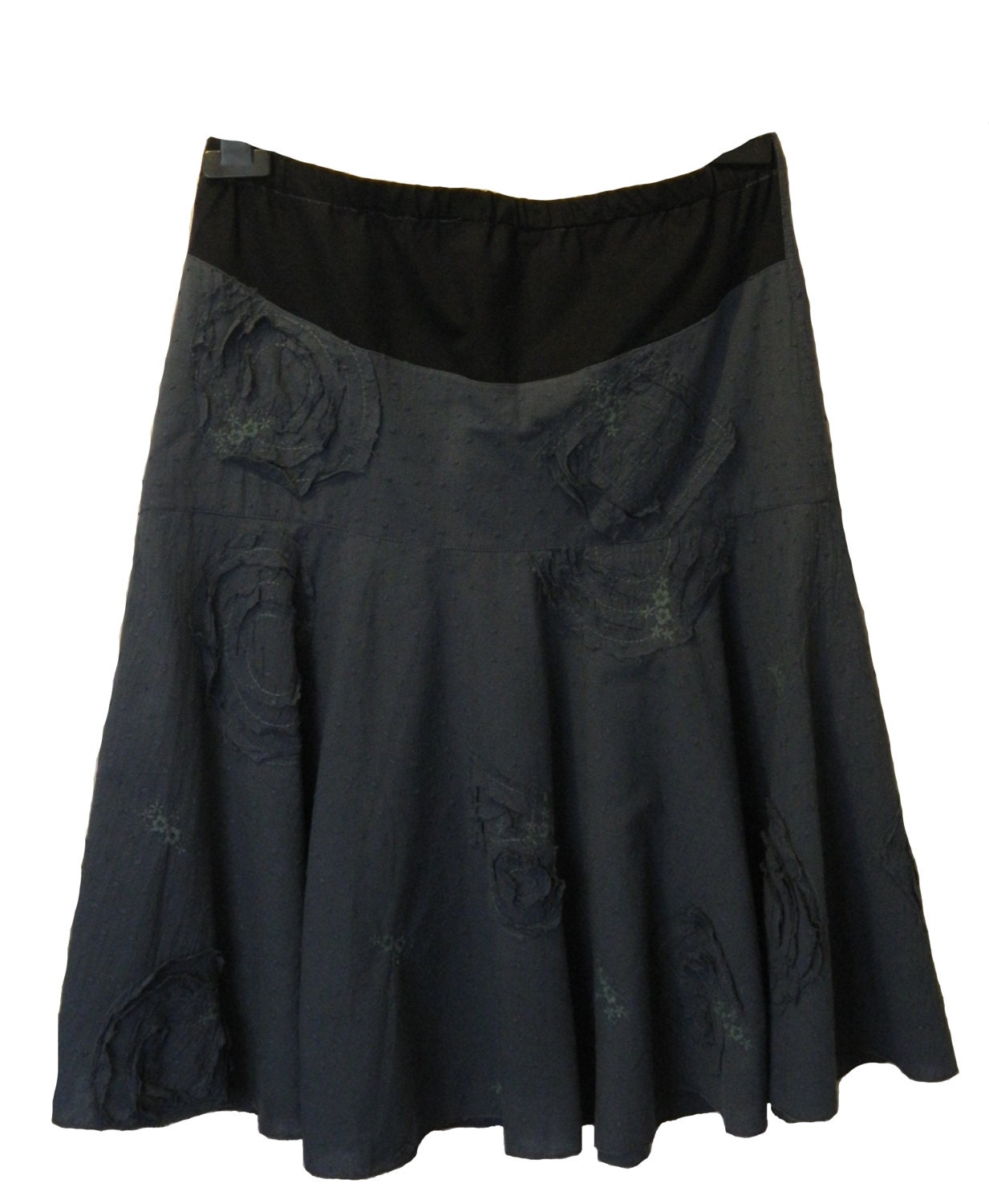 Boho-chic light-weight cotton knee length maternity skirt with adjustable stretch waist - UK Size 10
