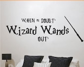 Harry Potter When in doubt wizard wands out wall vinyl lettering quote movie decal medium 2063