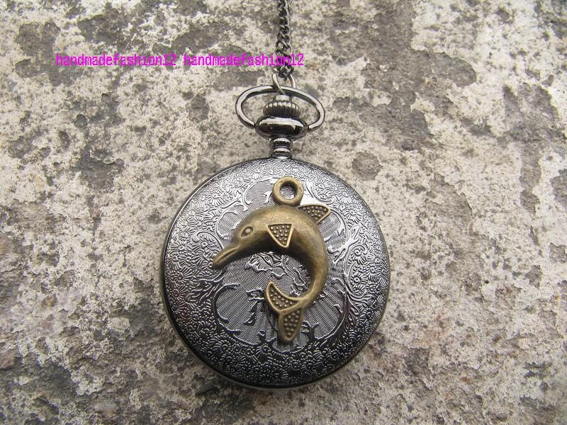 Buy fashion jewelry watches - The Octaman pocket watch ,back Dolphin vintage New fashion Pocket Watch Necklace Vintage Jewelry sweater chain