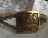 Vintage brass with bird cuff