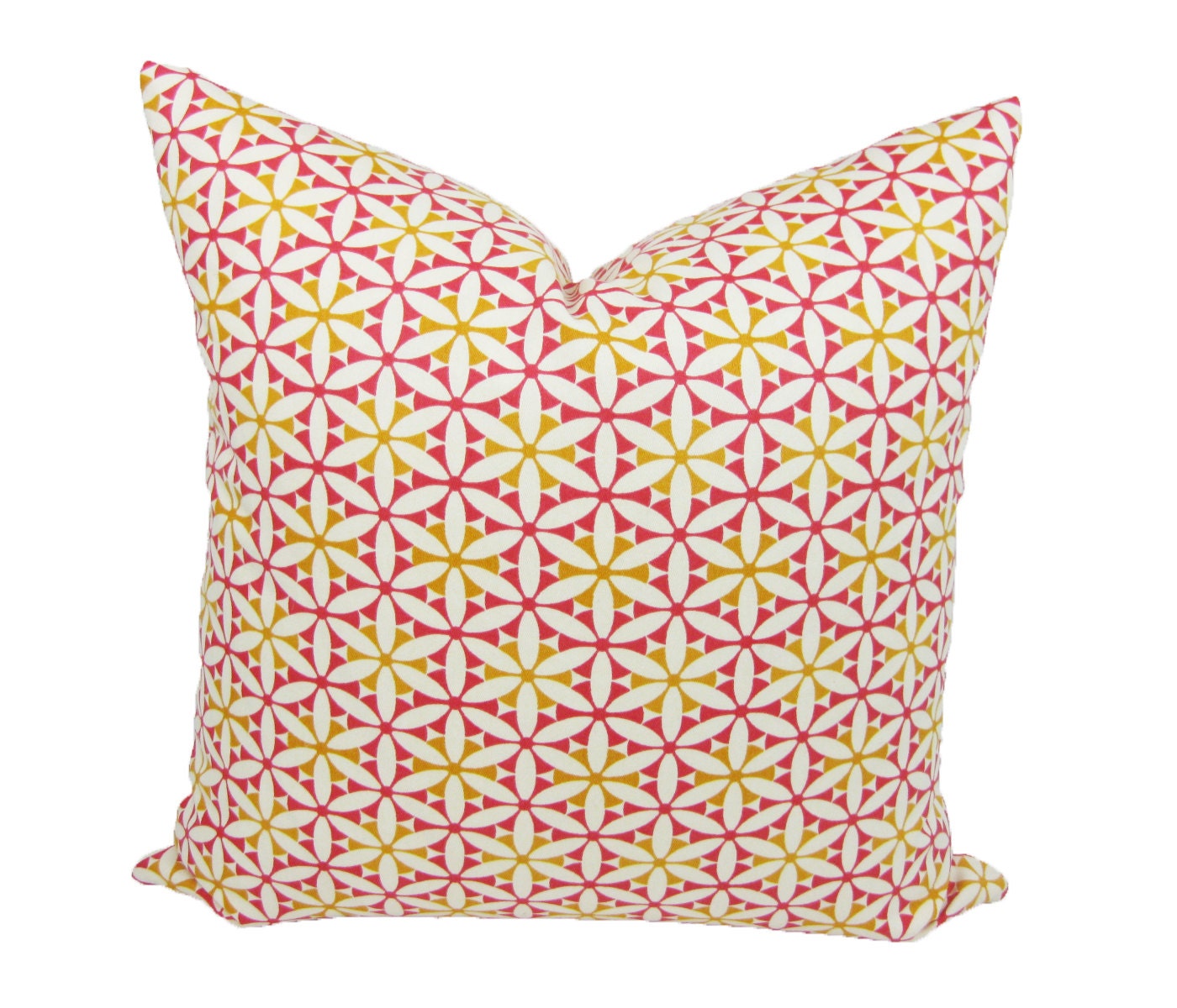 Pillow Cover, Designer Print by Waverly, Toss Pillow Cover, Decorator Pillow Cover, Red, Ivory, Gold, Hidden Zipper, 18 x 18 inches