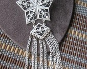 1970's Groovy HUGE White Enamel Hippie Star Necklace