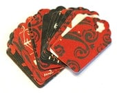 15 Small Christmas Cardstock Gift Tags - assorted / variety / holiday tags / hang tags / present tags / red black and white