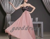 Elegant Custom Handmade Cheap Sweetheart Black Lace Pink Skirt Formal Long Evening/Prom/Party/Bridesmaid/Homecoming/Cocktail Dress Gown