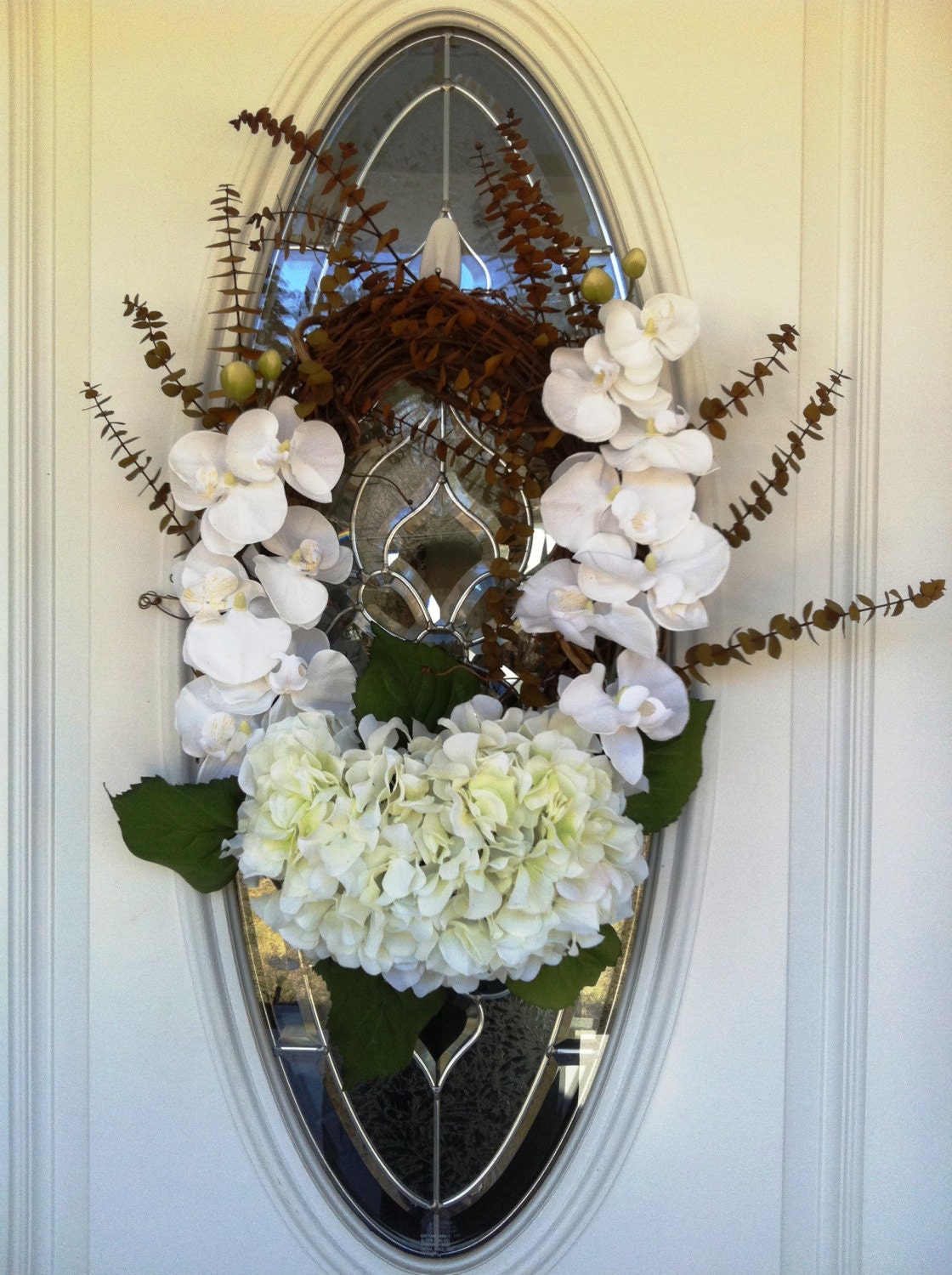 Summer Wreath - Front Door Wreath - Hydrangeas Wreath - Orchid Wreaths - Etsy Wreaths - Summer Home Décor - JomarisElegance