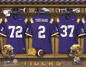 Personalized LSU Tigers Football Locker Room Framed Print - Louisiana State University - NCAA-LRP