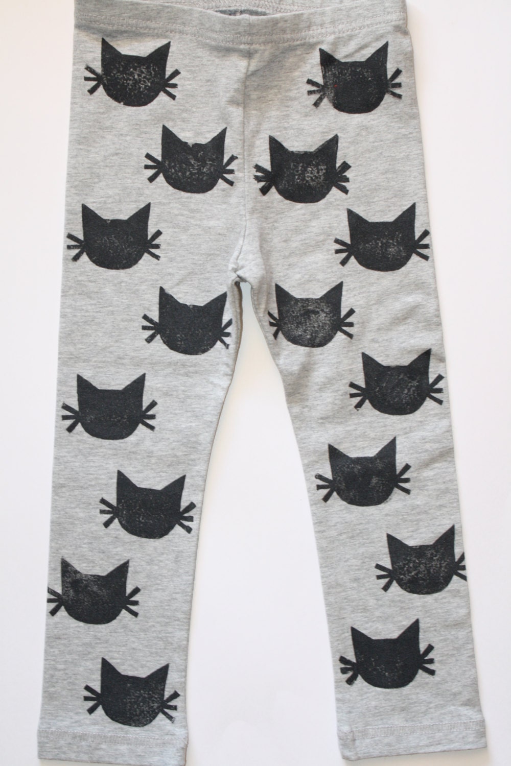 Right Meow Hand Stamped Unisex Kitty Cat Leggings, Boys or Girls Baby Toddler Painted Pants, Pick Paint and Pant Color