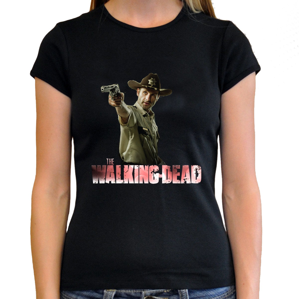 Rick Grimes T Shirt The Walking Dead Television Series Season Women Black Tee Shirt S,M,L,XL,XXL