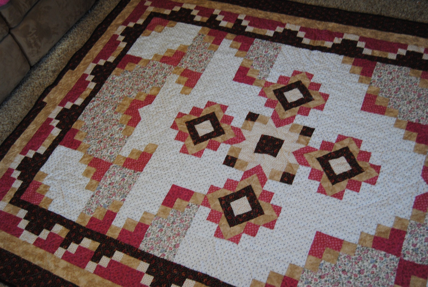 Full or Queen Size Bed Quilt - Handmade