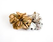 Scrunchy Ponytail Holder, Hair Ties, Set of 2, Elastic Silk Hair Ties, Brown Hair Accessory, Gift for her Under 10