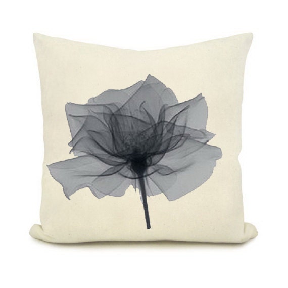 Blue flower print cover pillow,  printed throw pillow / decorative pillowcase / cushion cover 18X18