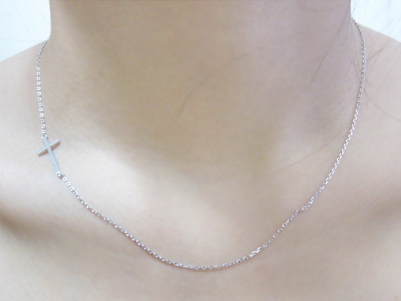 Sideways Cross Necklace - silver Sideways Cross