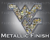 METALLIC 16x20 WVU Mountaineers Football Art Print (GRAY)