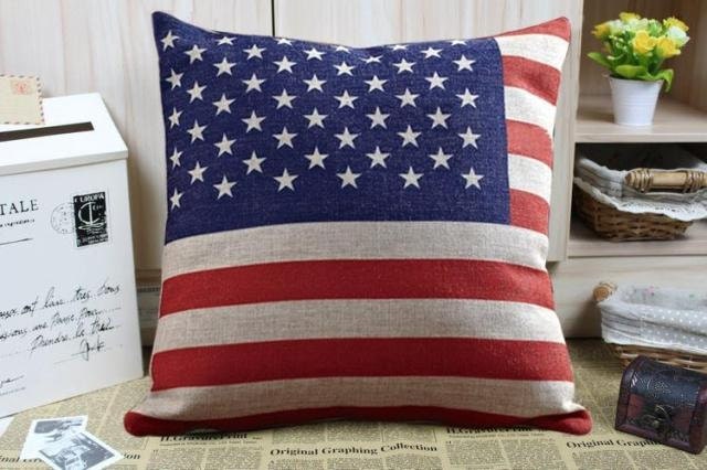 Linen pillow Housewares flag Pillow red and blue Pillow cover Cushion cover brown Home Decor Throw pillow Decorative pillow
