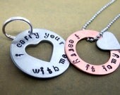 I Carry Your Heart With Me... Matching Necklace and Tag Set for You and Your Pooch - Handstamped Aluminum and Copper Pendant, Tag