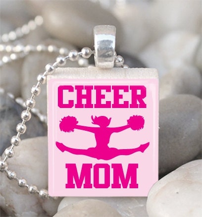Cheer Mom Necklace Scrabble Tile Pendant