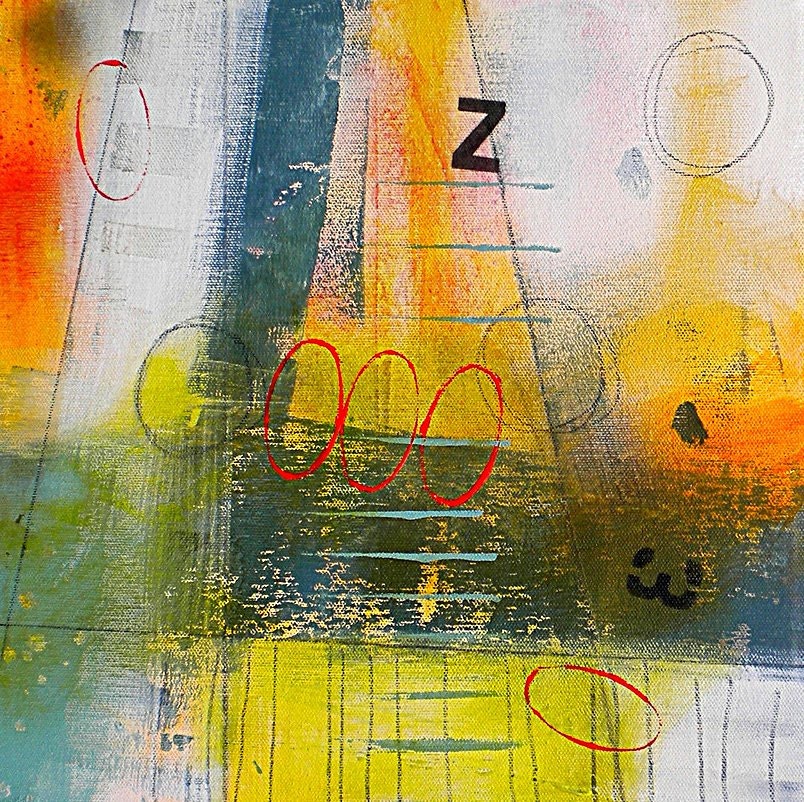 Sailing Abstract original Contemporary Bold Minimalist Small Square Acrylic Painting with typography on Canvas by JJ Jacobs
