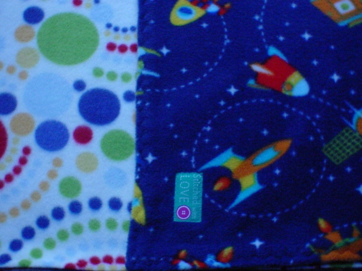 Space vehicles and stars fleece blanket, blue, multi color, colorful, fun, soft, blanket,