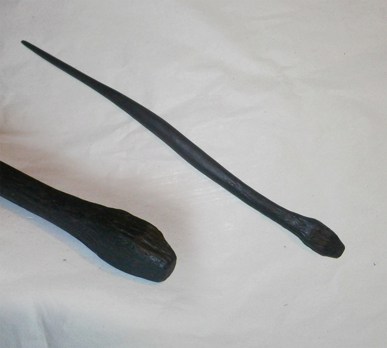 Irish Bog Oak Snake Wand - Hand Carved from 3000 Year Old Wood