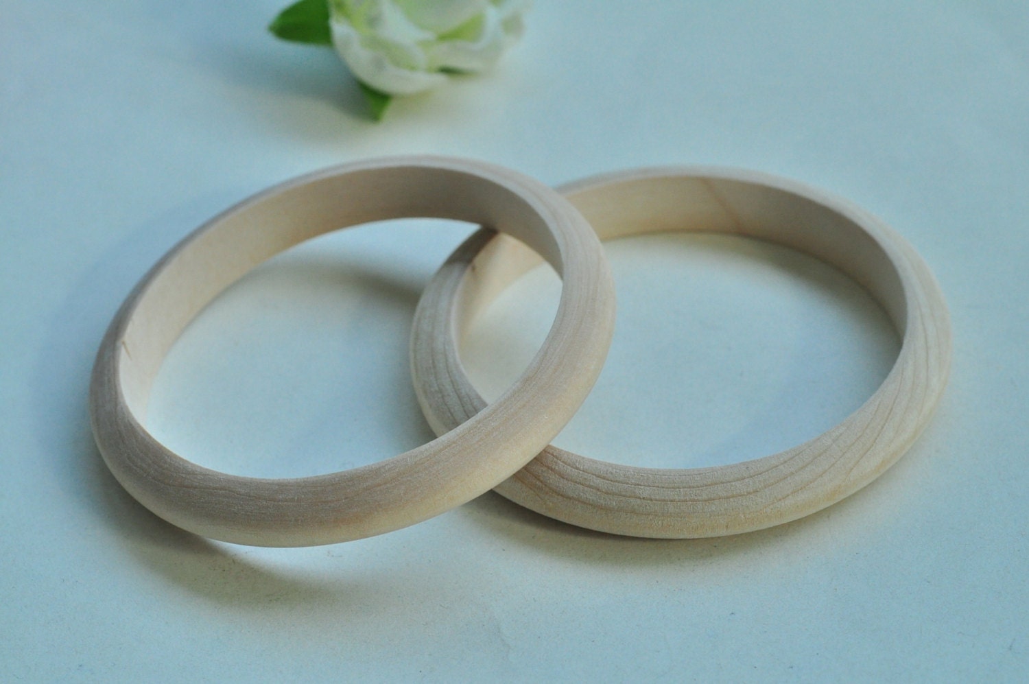 2pcs Small Wood Bracelet Unfinished Natural Wood Bangle Wood Bracelet - No Varnish & No Lacquer 60mm MT242