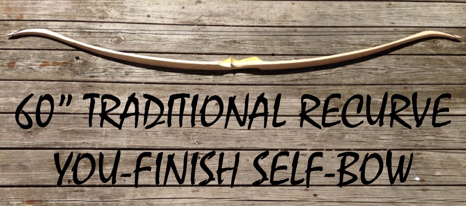 60" Hickory Recurve - Competition or Hunting Bow - Custom Wood Archery