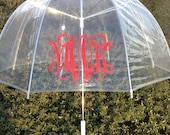 Custom Personalized Monogram on Clear Domed Adult Size Umbrella