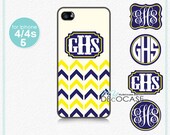 Personalized iphone 4 case - iphone 4s case - Iphone 5 case made of plastic or silicone rubber , yellow blue chevron stripe