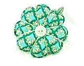 Pincushion: Flower Pincushion, Handmade,Needlecraft, Reversible, Birds, Aqua,Gift Guide