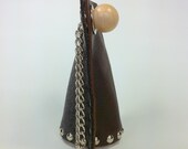 Model 8:17, 104, dark gray 100% wool felt & brown leather wristlet, clutch FREE SHIPPING