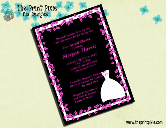 Bridal Wedding Shower Invitations, DIY, PRINTABLE, customizable modern & chic, Morgan Flora Design, event stationery by The Print Pixie.