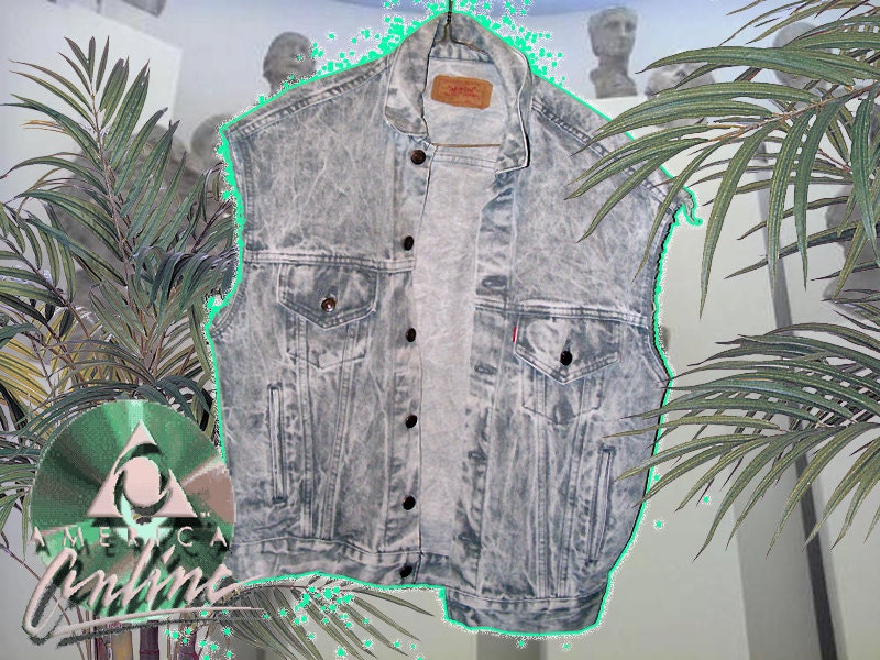 Vintage Levi's Acid Wash Grey Cut-Off Denim Jacket