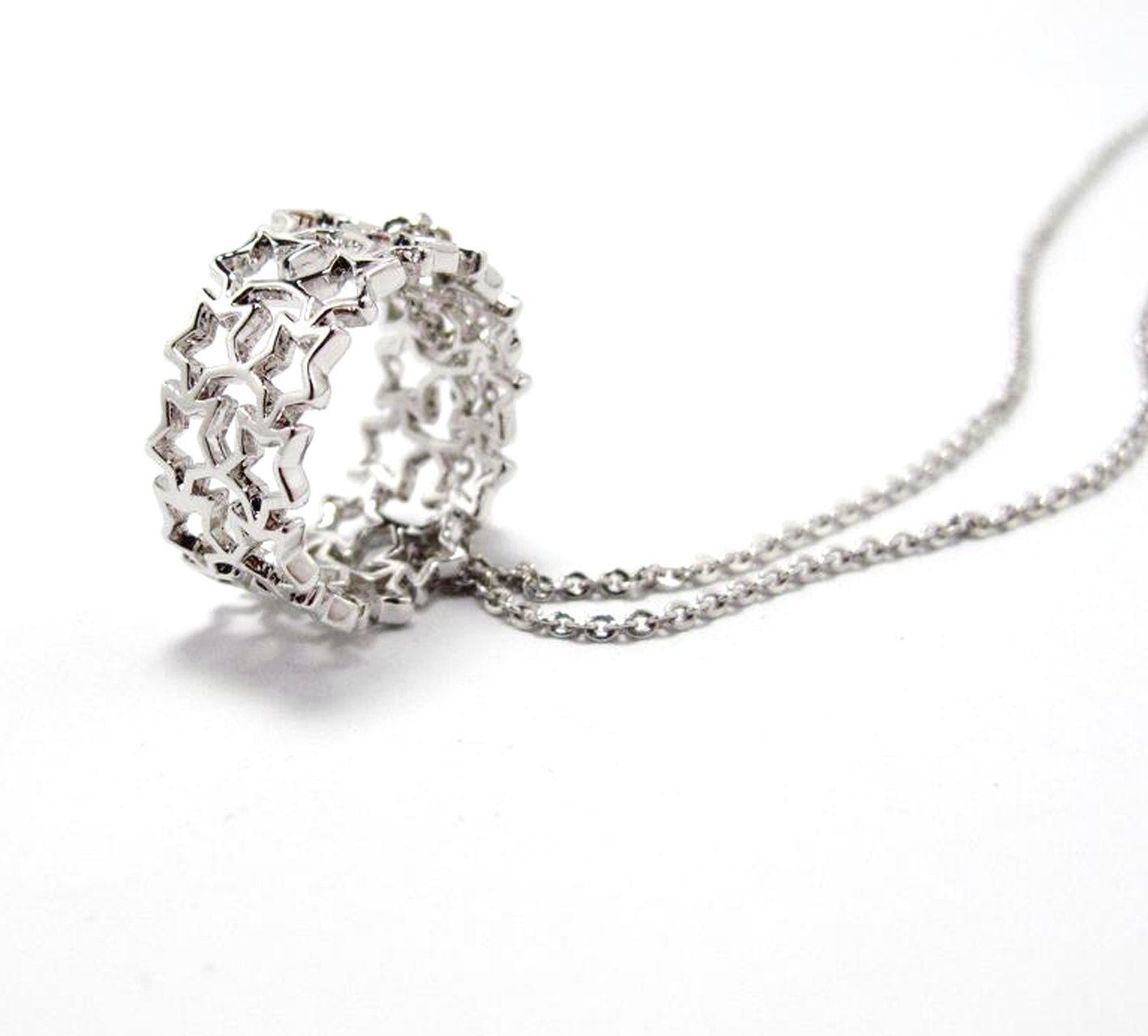 Handmade Star Ring and Necklace, Star Pendant Necklace in Metal, Galaxy Necklace, Meteor Ring and Necklace in Metal