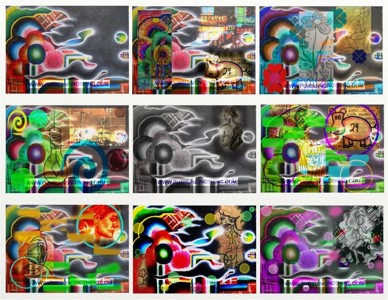 Printable Digital Mixed Media ACEO/Collage Sheet "Smoke"