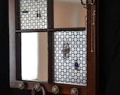 Handmade, one of a kind window frame jewelry organizer and mirror.