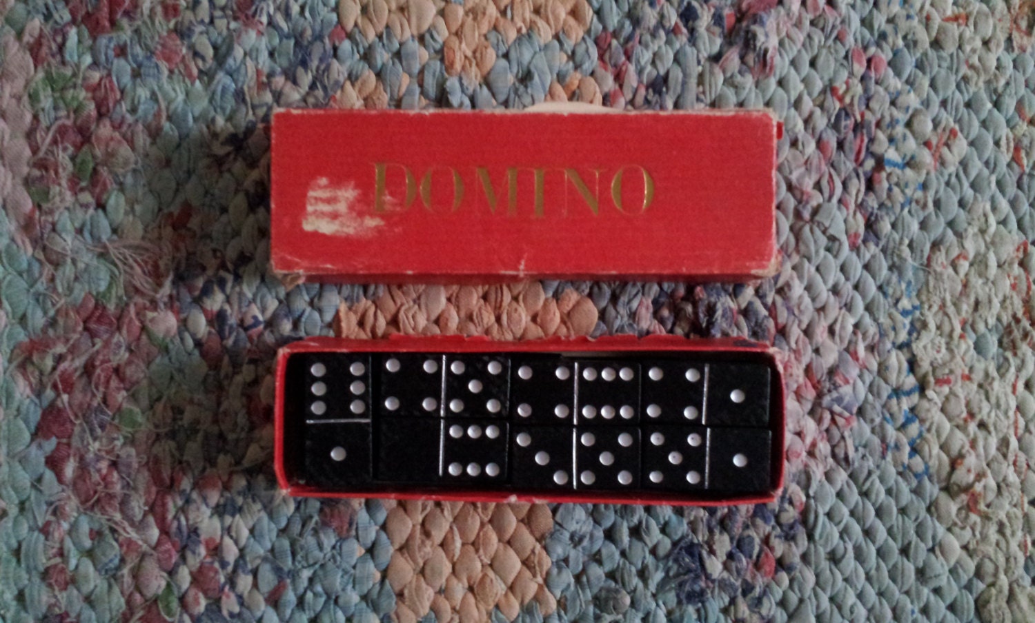 Soviet toy, vintage wooden domino pieces, 1960s