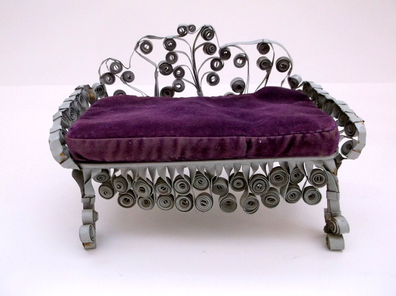 Vintage tin mini sofa