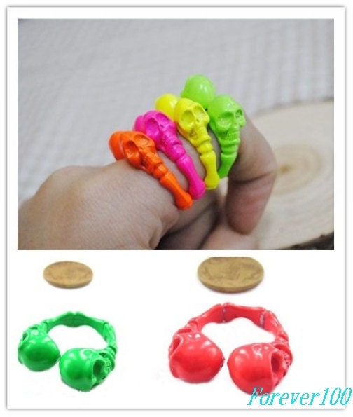 colour cute cool skull ring handmade ring,red/green/yellow/orange  ring, charm Party Gift,unique ring,fully adjustable